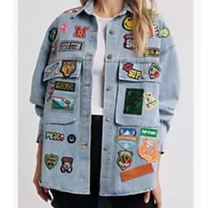 Light blue patched  Denim Jacket